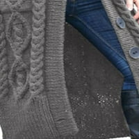 Uerlsty ženski pleteni pleteni kardigan džemper kaput casual džepovi kaputica
