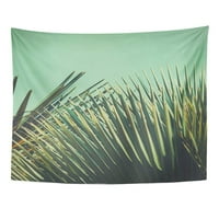 Plava vintage abstrac etxotic palmi na suncu retro toniranog zelenog palma zidna umjetnost viseći tapiserija