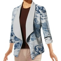 Blazers za žene s dugim rukavima Elegantni print casual rever radne kosti jakne kaputa na otvorenom