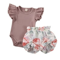 Novorođena dječja djevojka ruffles rOMper vrhovi cvjetni kratke hlače Ljetna odjeća