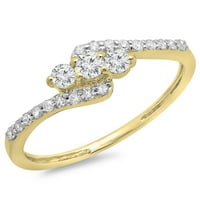 0. Carat 18K žuti zlatni okrugli dijamantski dame Swirl angažman kamena bridalni prsten CT