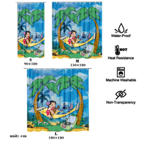 Cartoon Lilo & Stitch Vodootporna tkanina za zavjese s kukom, tuš zastove, ukrasi za kupanje-C, 150