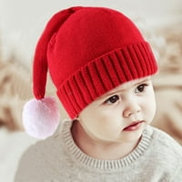 Dječji šešir Dječji pleteni šešir Dječji šešir santa sa plišanim kugličnim dekorom Pletena zimska kapa