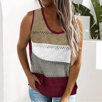 Ženska majica bez rukava Ljetna pruga patchwork pleteni prsluk vrhovi V-izrez pulover Streetwear