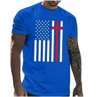 KPOPLK Muškarci Američka zastava Patriotska majica Vintage nevolje u SAD-u zastava za zastavu TEE ljetna