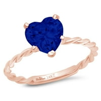 2.0ct srce simulirano plavi safir 18K ružičasto zlatne godišnjice ruže za angažman prsten veličine 5