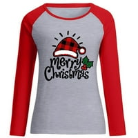 Ženska božićna dukserica s dugim rukavima Crewneck Tanki duksevi preveliki lagani labavi majice