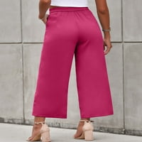 Asyoly Womens Ležerne dukseve pune boje hlače sa širokim nogama visokog struka spuštaju labave pantalone