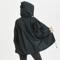 Njshnmn Ženska kiša jakna vjetrovitarni kišni kaputi za žene lagana kišna jakna, l, crna