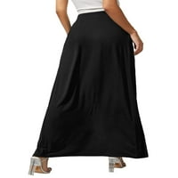 Ženska suknja s elastičnom strukom, čvrsta boja visoki split labavi fit fonce apsorpcija dugih plaža