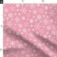 Pamuk Satens Stol Runner, 90 - Snowflakes Božićne ružičaste praznike Zimska snježna pahuljica Xmas Print