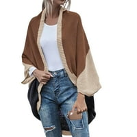 Ketyyh-CHN pad džempera za žene jesen zimski kardigan dugme pletene džemper Ženski džemper Brown, XL