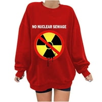 Anuirheih Ženska prevelika dugih rukava Crewneck Antinuklearna pulover zagađenja vrhovi antinuklearne
