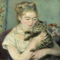 Žena sa mačjim posterom Print Pierre-Auguste Renoir