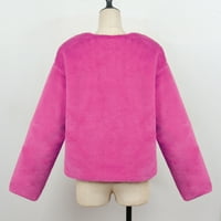 Lyinloo ženske dame Solid toplo FAU kaput jakna zima odvojite kratku odjeću za ovratnik vruće ružičaste