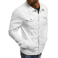 Muška jesenski zimski gumb Čvrsta boja vintage traper jakna vrhova bluza kaput na klirensu