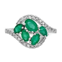 Čvrsti 14K bijeli zlatni dijamant i smaragdni zeleni mogu drago kamen zaručničke prstene veličine 6