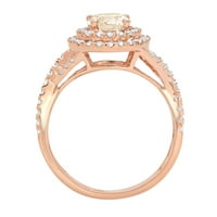 1.3ct okrugli rez žuti moissinite 14k ružičasto zlato Angažovanje halo prstena veličine 5.25