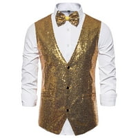 Muška odijela jesen i zimska modna modna sekfina Ležerna jakna od prsluka zlato, xl