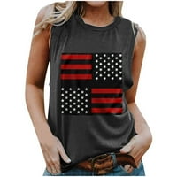 Fnochy Wemens Bluzes i vrhovi čišćenje ljeta Veliki američki tenkovi za zastavu USA zastava Stars Stripes tiskani majica bez rukava