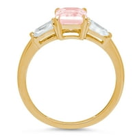 2.0ct smaragdni rez ružičasti simulirani dijamant 14k žuti zlatni godišnjički angažman kamena prstena