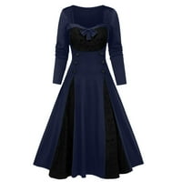 Gotička haljina za žene casual cijev vrhunske haljine s dugim rukavima Vintage Court Stitchhing Smahd