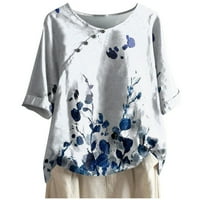 Ichuanyi Ženska majica, modna žena kauzalna okrugla vrata za ispis bluza 1 2Sleeve majica Ljetni vrhovi