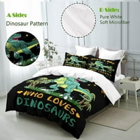 -Dake Dinosaur Duvet Pokrivač, dinosaur posteljina za dječake Dječje djece, sladak crtani dinosaur uzorak