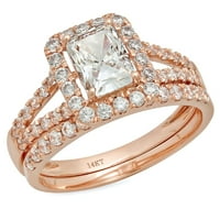 1. CT smaragdni rez originalni kultivirani dijamant VS1-VS G-H 18K Rose Gold Halo Angagement Wedding