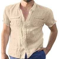 Voguele muns vrhovi kratki rukav majica Okrenite ovratnik majica za odmor TEE prednji džepovi bluza