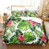 3D zeleni palmi lišće Komforper Poklopac ružičaste cvijeće uzorak posteljina pokrovitelj Poklopac za