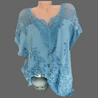 Košulje za žensku žensku ljetni orez kratki rukav šuplji izleti čvrsta ležerna bluza vrhunska majica