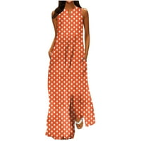 PBNBP Maxi haljina za žene za odmor na plaži Ljeto kravata cvjetna notar v izrez bez rukava s džepovima