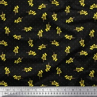 SOIMOI crni poliesterski krep tkanini žuti cvijet i točkice tkanini otisci sa dvorištem širom