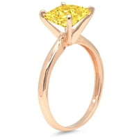 1. CT sjajna princeza sintetička žuta moissanite 14k Rose Gold Solitaire prsten sz 4.5