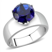 Ženski polirani prsten od nehrđajućeg čelika sa sintetičkim u K - veličini 5