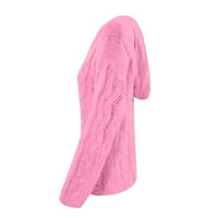 Džemper za žene za žene Lood Top Hood pune boje dugih rukava velike veličine ružičasti zimski džemperi