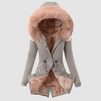 PLOKNPLQ Zimski kaputi za žene plus veličine zimske rever ovratnik dugih rukava zgušnjava kaput jakna