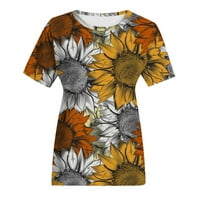 Uorcsa Comfy ljetni modni cvjetni tiskani casual kratkih rukava CREW CREE Versile Women T majice Žuto