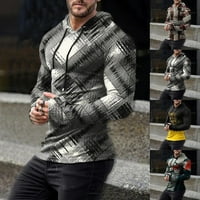 Muškarci Print pulover duksevi s kapuljačom dugim rukavima mišićni aktivni odjećni vrhovi b l