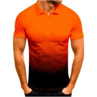 CLlios muške kratkih rukava lapela od polo majica 3D gradijentni tiskani majice Slim fit casual mišićne