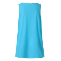 Yuehao Women Ljeto V rect majica bez rukava Casual Tunic Tops Bluza Cisterna za ženske svijetlo plave