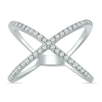 Ženska AGS certificirana Carat TW Diamond Criss Cross Prsten u 10k bijelo zlato