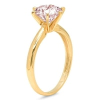3CT okrugli rez ružičasti simulirani dijamant 14k žuto zlato ugraviranje izjava bridalna godišnjica