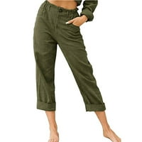 Trakesso ženski gumbi sa visokim strukom Jeans Hlače ravne noge pamučne pantalone labavo vrećastom ulicom udobne jogger hlače