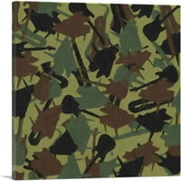 Army Green Camouflage Musical Instruments Piano uzorak platna Art Print - Veličina: 12 12