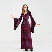 Lovskoo Ženska haljina za renesansu Halloween Dugih rukava A-line haljina Vintage Srednjovjekovne trupke
