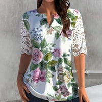 B91XZ Plus Veličina Ljeto vrhovi čipkasti vrhovi za žene Trendy Pogledajte kroz mrežu majica s kratkim