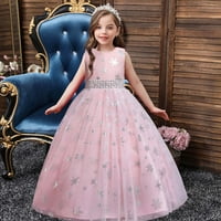 Dječja haljina Djevojka Nema rukava princeza haljina snjegavi uzorak tiskane neto pređe duge haljine kanonike smanjile ružičaste 13-godinu