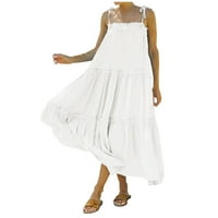 Clearsance Ljetne haljine za žene Dužina bez rukava bez rukava Maxi Solid Halter Party haljina bijela